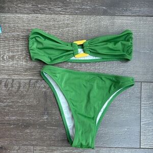 SOLID & STRIPED Green Bandeau Bikini Set